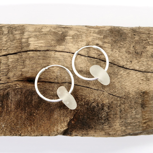 Pale Seaglass Hoop Earrings