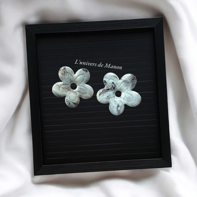 2 Pampilles fleure marbré (créoles interchangeables)  