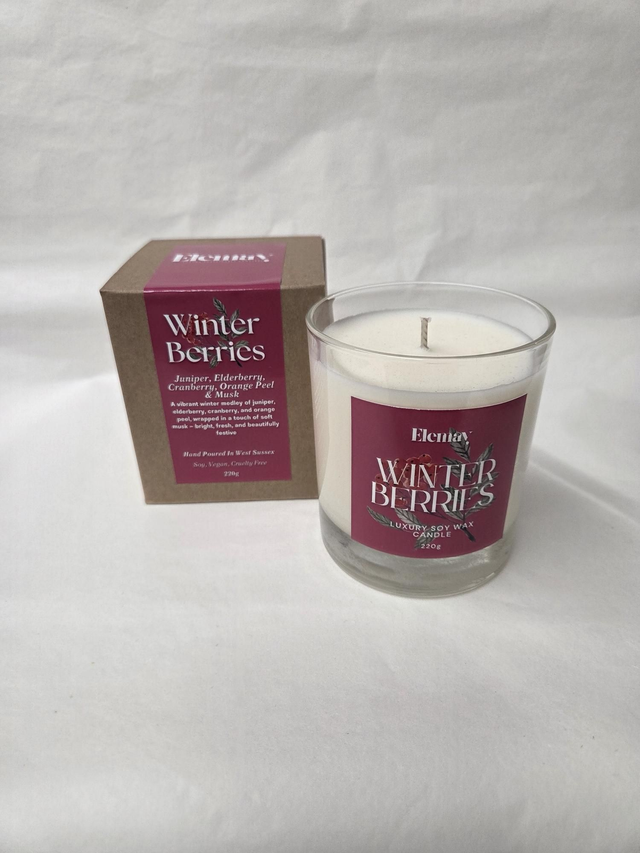 Winter Berries Refillable Glass Jar Soy Wax Candle - ES-024