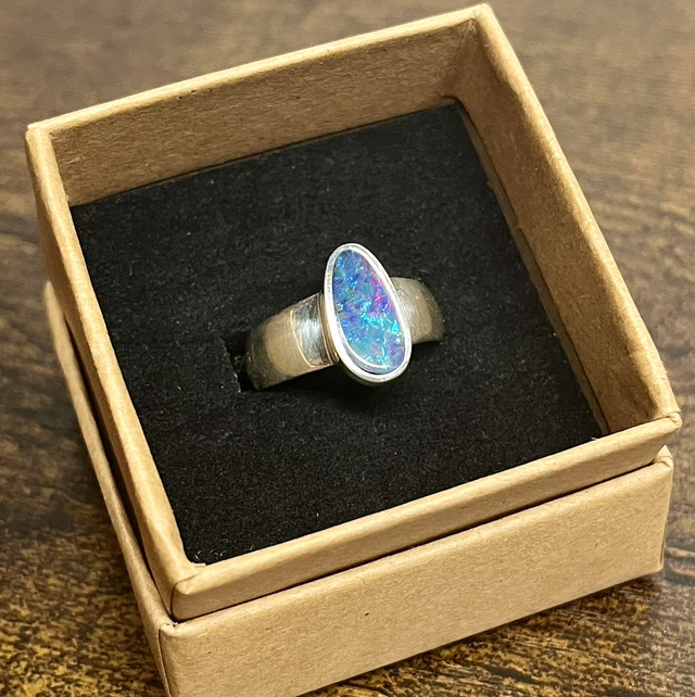 Bague en argent et Opale Australienne - Taille 56