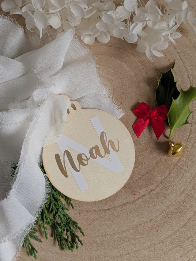 Boule de Noël (Bois) - Coeur de fête