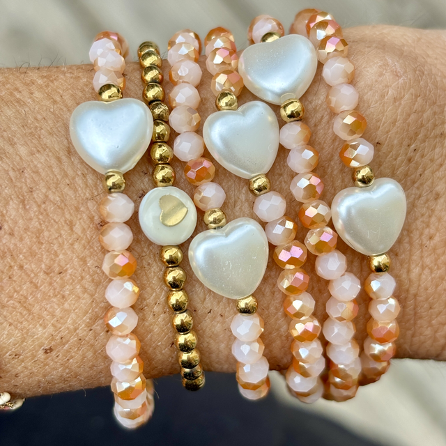 Bracelet cristal gold cœur nacré