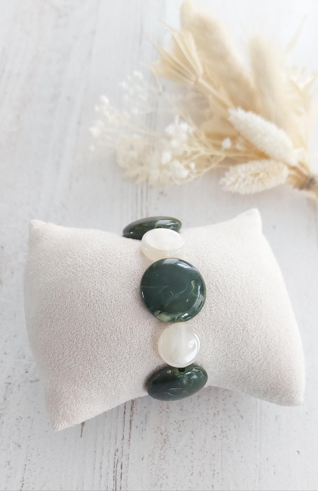 Bracelet Marcelin kaki et blanc