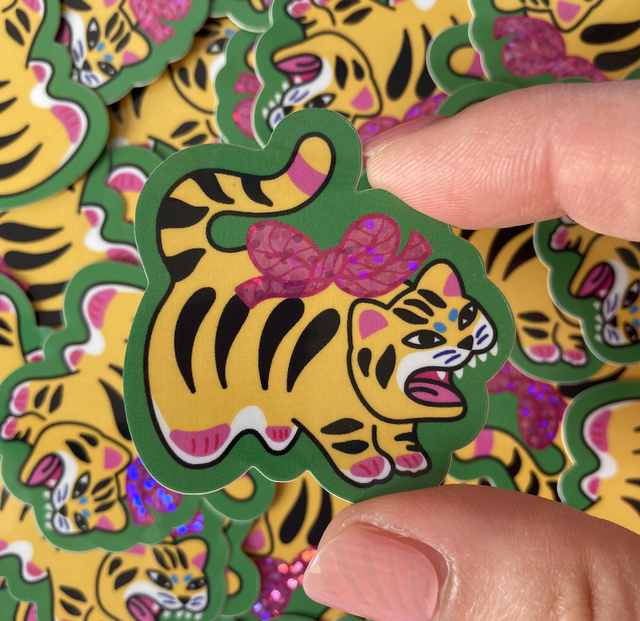 Sticker mini tora paillette