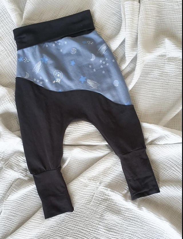 Sarouel Bébé Long Évolutif Jersey Coton Espace/Marine