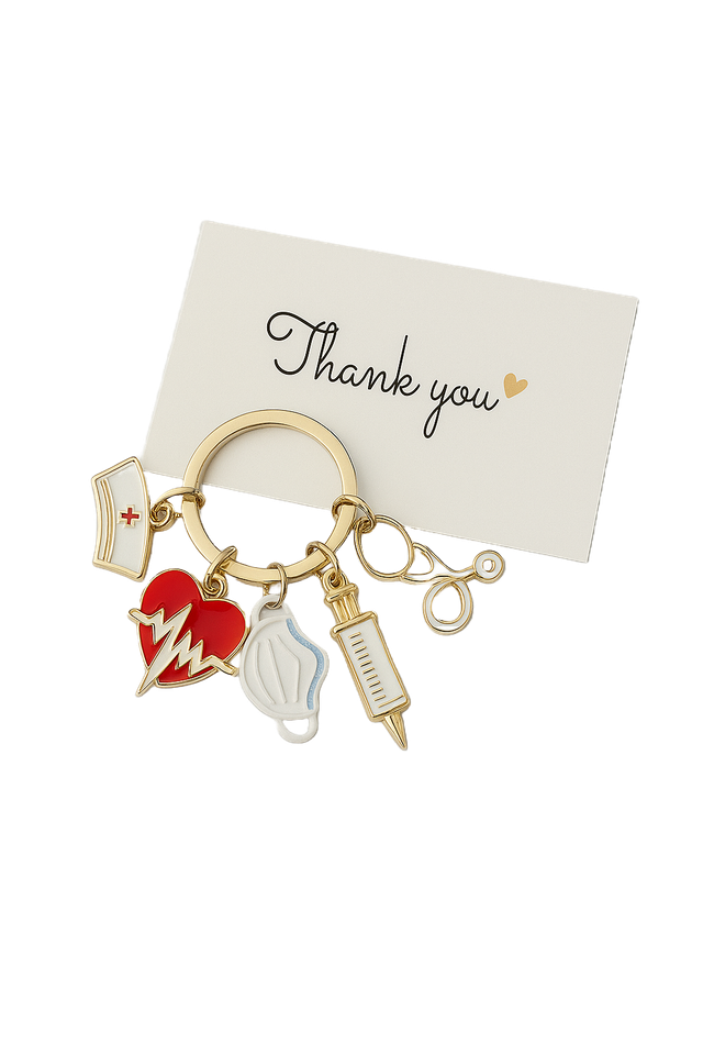 Schlüsselanhänger für medizinisches Personal – mit Herz, Spritze & Stethoskop