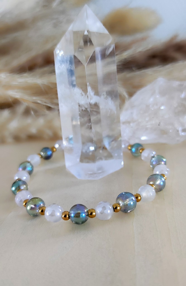 Bracelet "Pureté" Agate blanche facettée