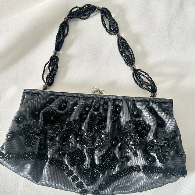 Vintage La Regale Vintage Beaded and Sequined Black Evening Bag