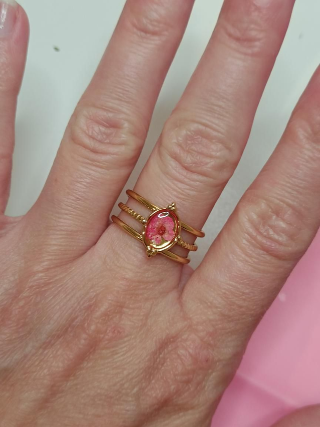 Bague Fleur séchée Rose