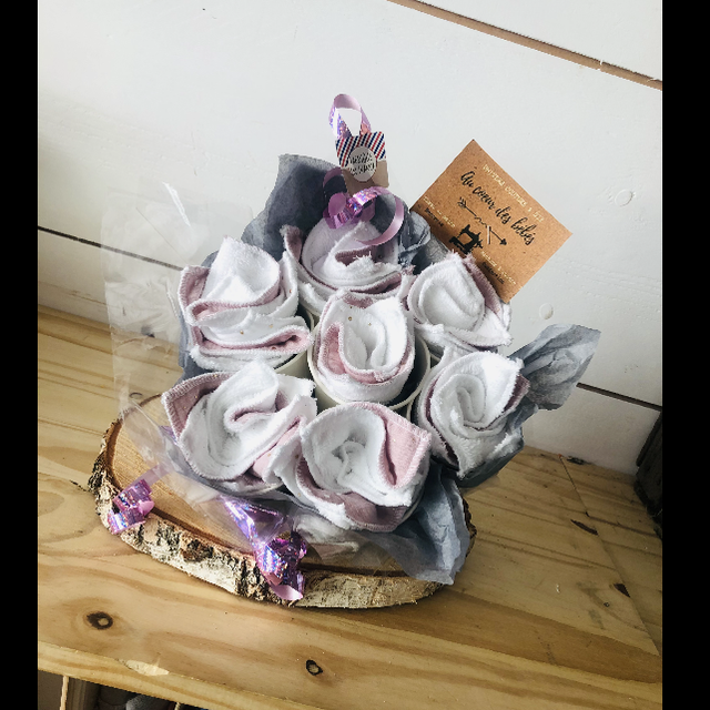 Bouquet de roses lingettes bambou 