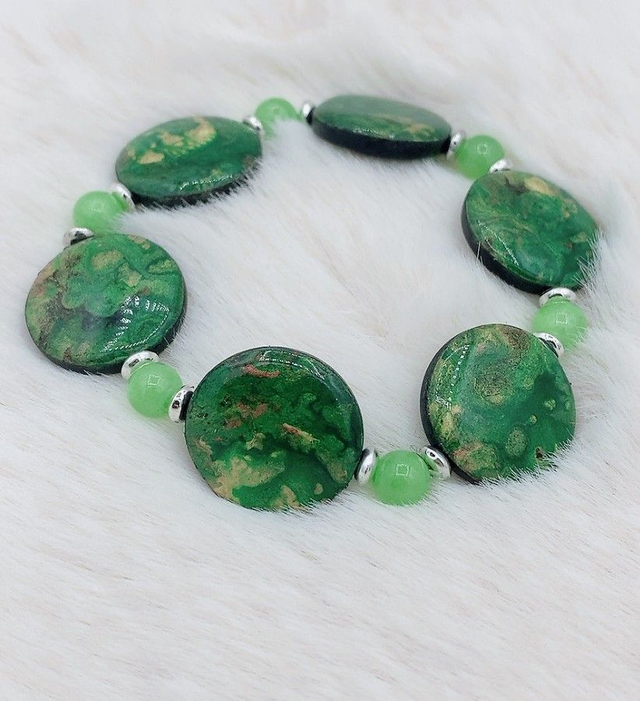 Bracelet "Etincelle" et Agate Verte