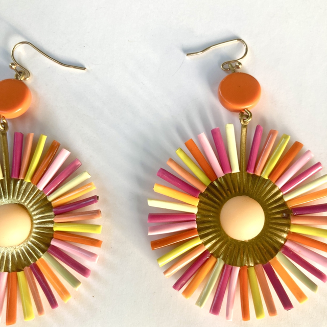 Boucles d’oreille Grand soleil multicolore