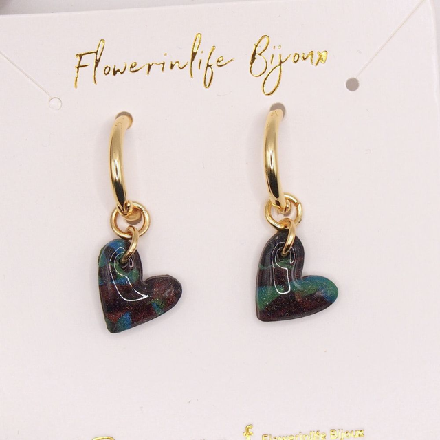 Créoles breloques cœur