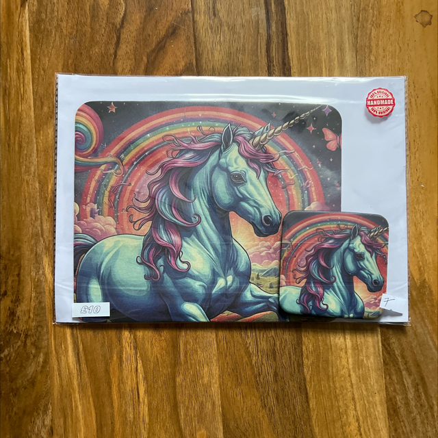 Unicorn mouse mat and coaster