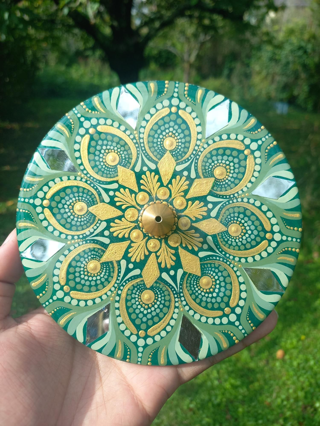 Porte-encens 15 cm &quot;Vert miroirs&quot;