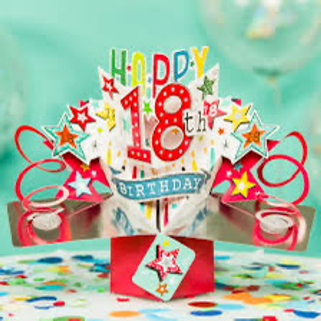 18th Birthday pop out card by second nature.