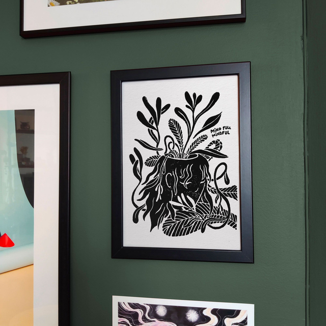 Linogravure "Mind Full, Mindful"