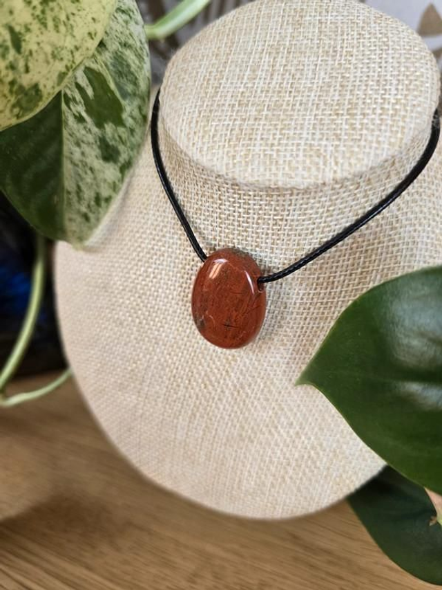Jaspe Rouge - Pendentif façon pierre roulée