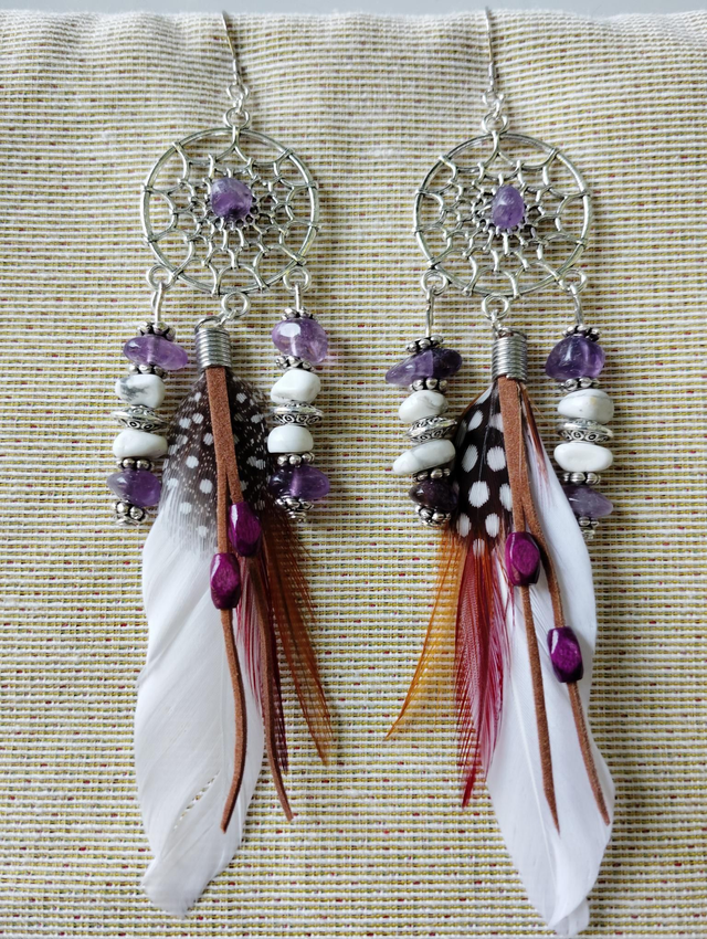 Boucles d'Oreilles Améthyste/Howlite