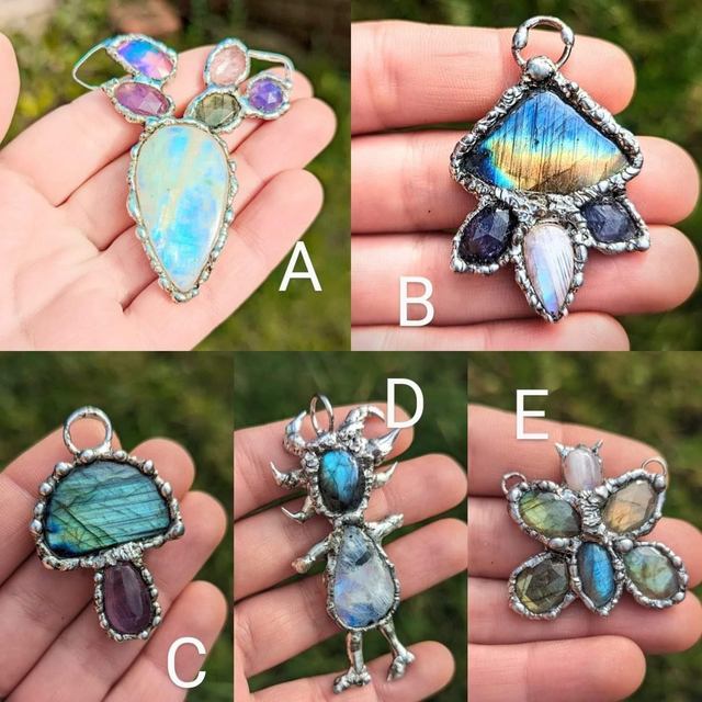 Witch necklace, goddess , rainbow moonstone statement, aurora opal, labradorite 