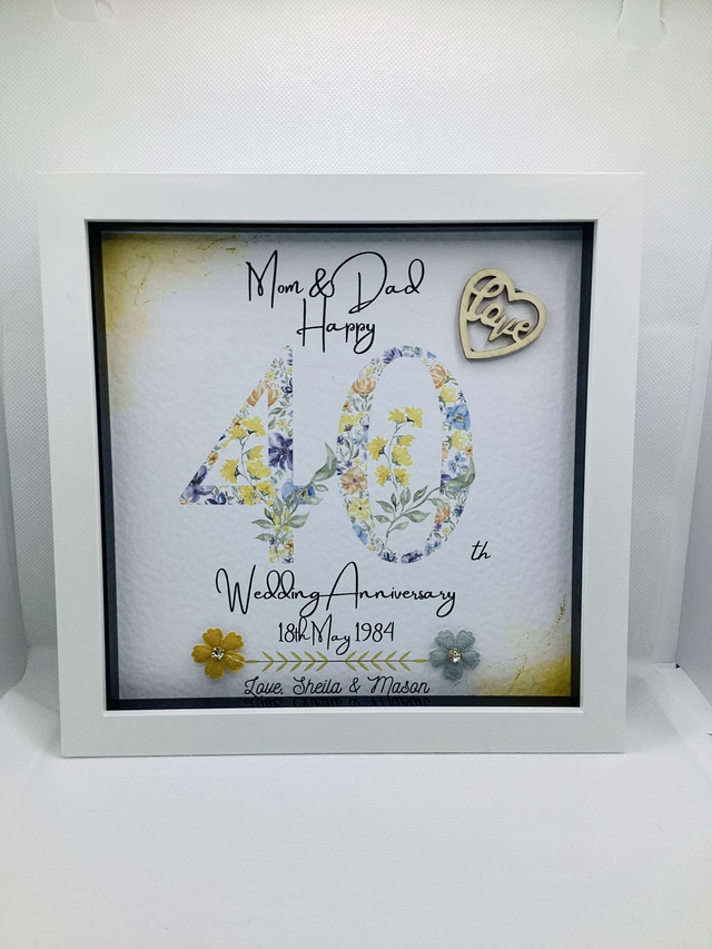 Handmade, personalised Anniversary frame for couples.
