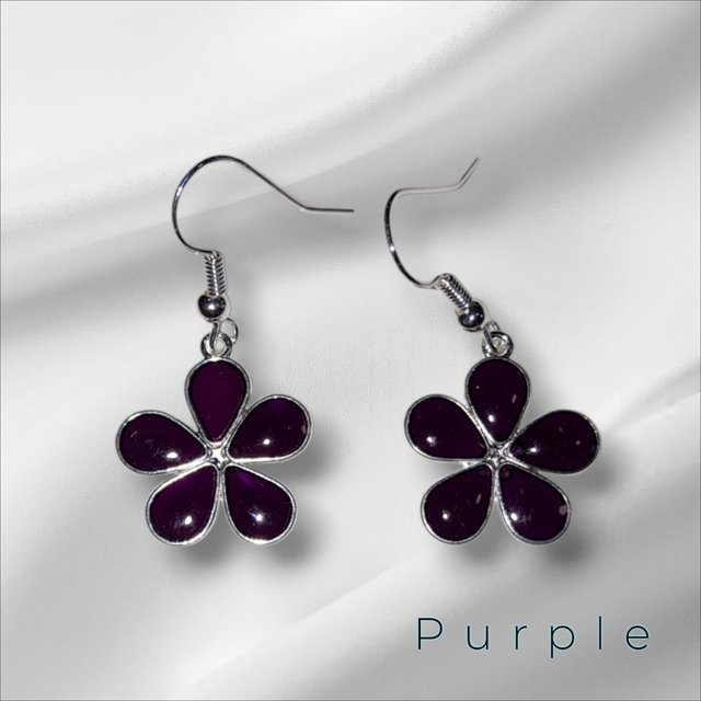 Flower earrings purple