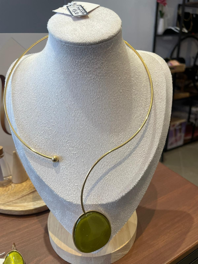 Collier Torque doré en acier et pâte de verre – Collection NUDE