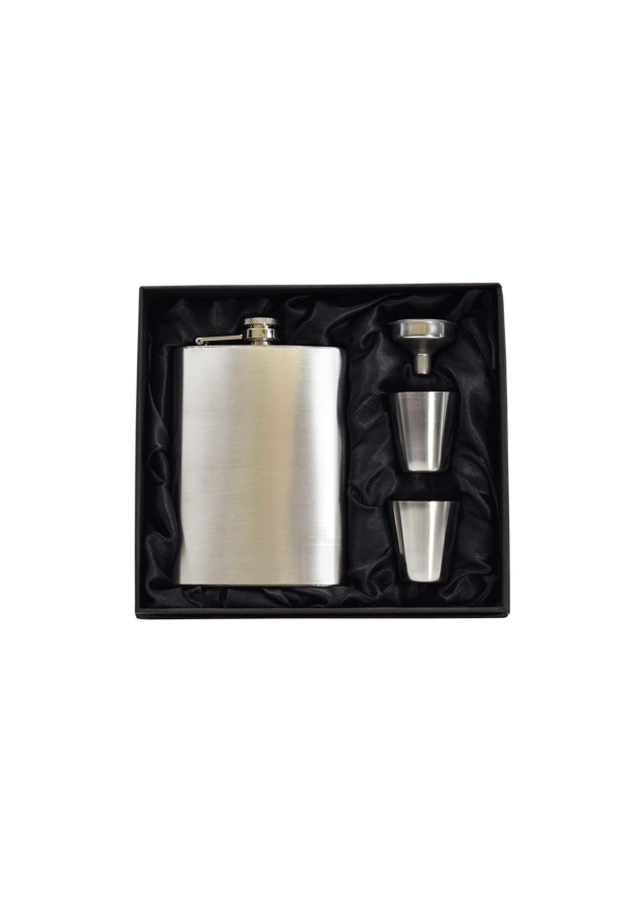 8oz Steel Hip Flask Gift Set