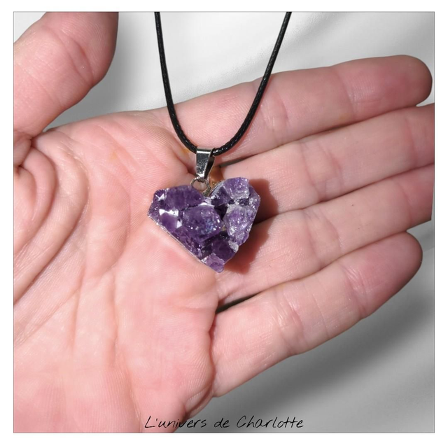 Pendentif "Améthyste brute" coeur PN-201