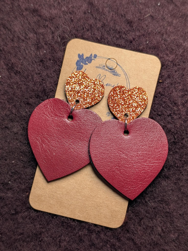 Boucles d'oreilles Louise ginger paillettes bordeaux lo010