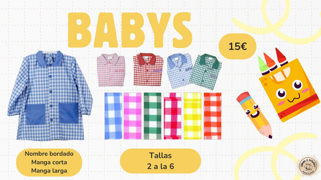 BABYS ESCOLARES CON NOMBRE BORDADO CUADRO GRANDE