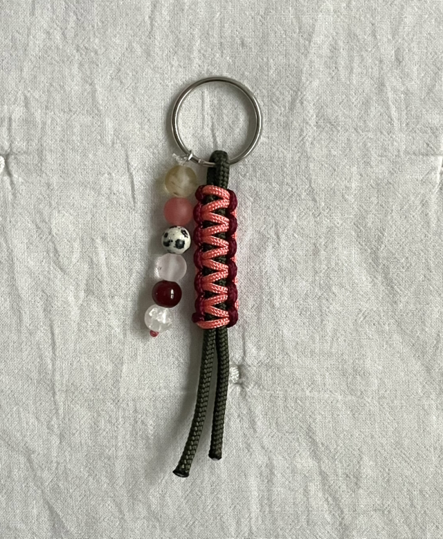 Schlüsselanhänger Olivgrün, Coral und Burgundy