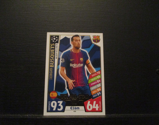 Sergio Busquets - UEFA Champions League Match Attax 2017/18 Original Trading Card #435