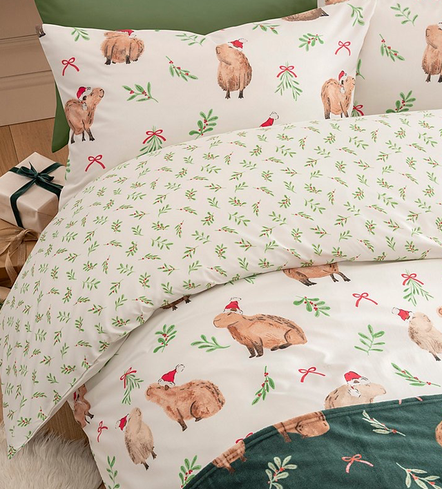 Christmas Cabybara Duvet Set - Single
