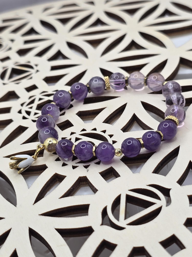 Bracelet Améthyste chevron, claire et foncée 0,8 cm