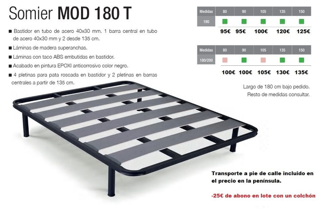 SOMIER LAMAS 180T REFORZADO 3X4 (COLECCION IMPORTA) 