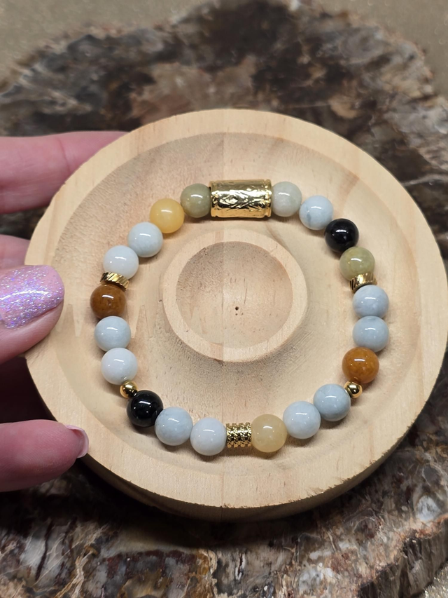 Bracelet Jade de Birmanie multicolore en 0,8 cm