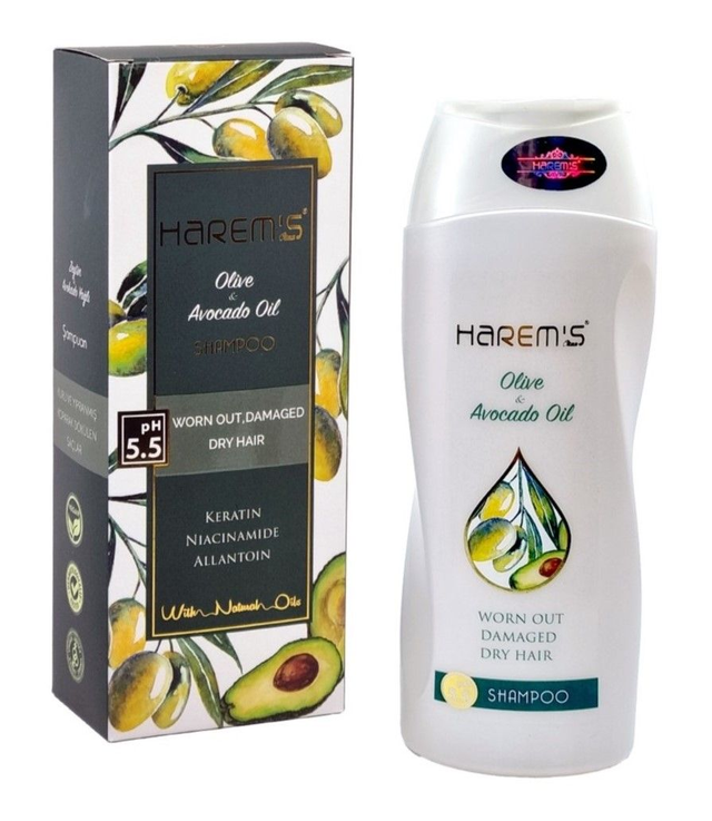 HAREM'S 350ml Regenerujący Szampon z Oliwą z Oliwek i Olejem z Awokado WŁOSY ZNISZCZONE