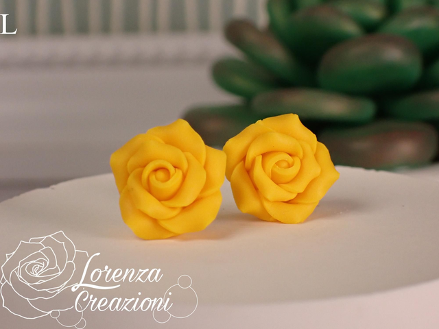 Orecchini a lobo rose giallo girasole