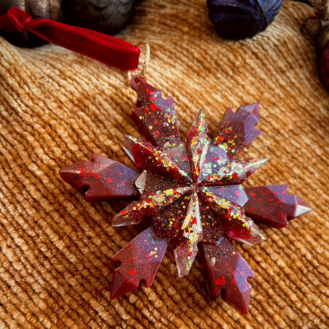 Snowflake Decoration - Red and Gold