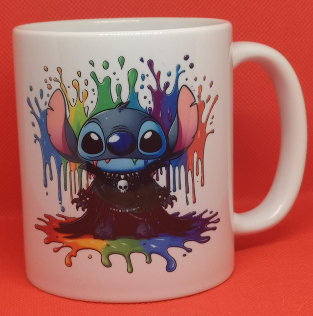 Custom Designed &amp; Printed Unofficial Rainbow Pride Gothic Stitch Mug. 
