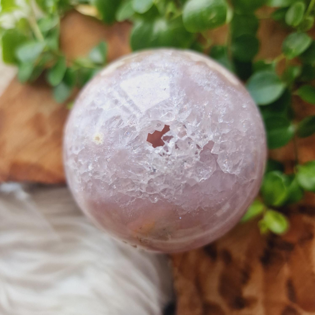 Pink Amethyst And Flower Sphere - E 300g