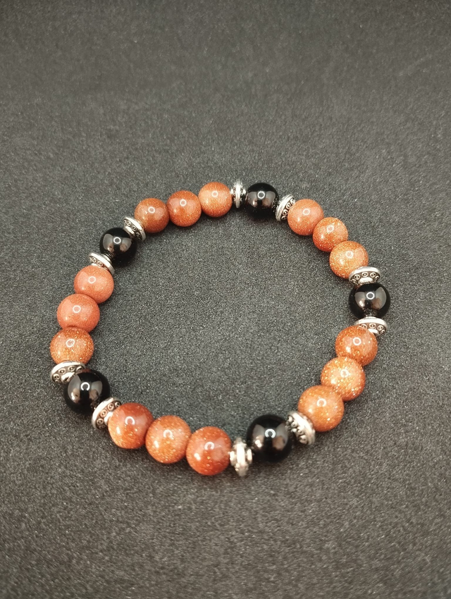 Bracelet en pierre de sable et obsidienne