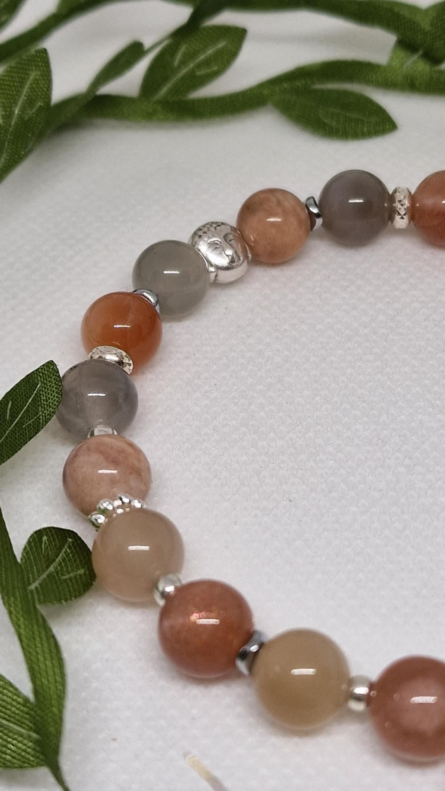 Bracelet Pierre de lune multicolore en 0,8 cm