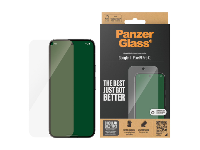 PanzerGlass - Skærmbeskytter for mobiltelefon - ultrabred pasform - glas - for Google Pixel 9 Pro XL