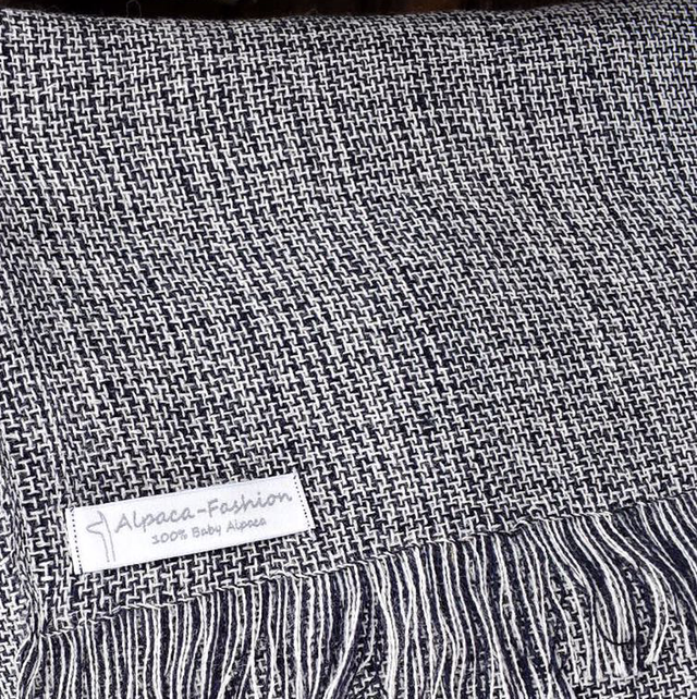 Heren sjaal blauw/wit gemêleerd 100% babyalpaca