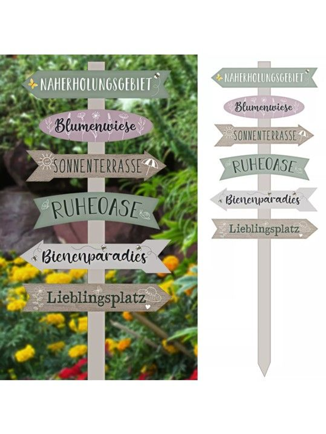 Gartenstecker Wegweiser 26,5x1x76,5cm pastell Holz