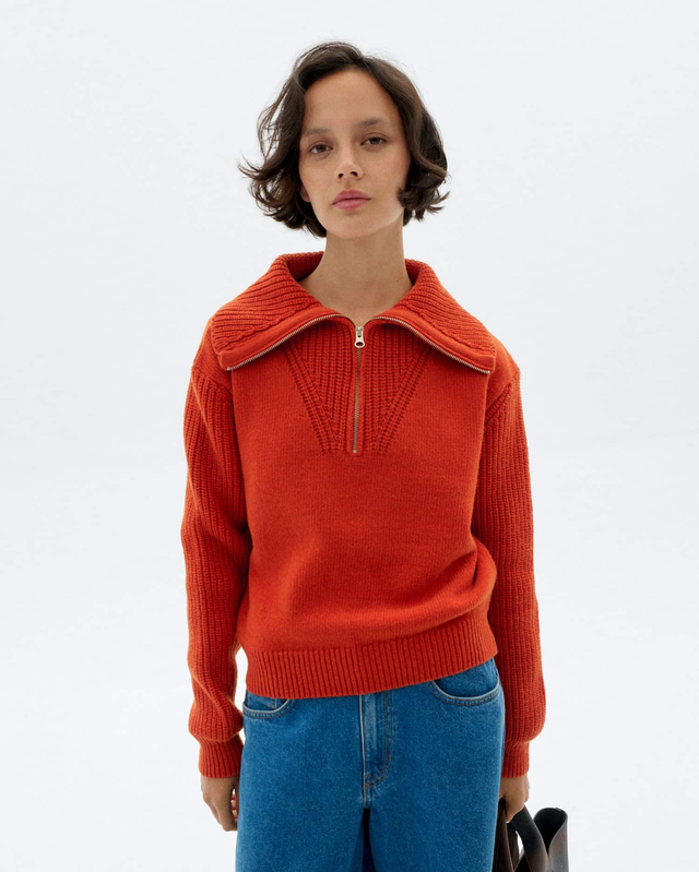 THINKING MU APRICOT TANIT KNITTED SWEATER
