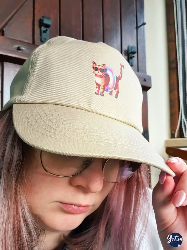 Casquette sable - chat orange