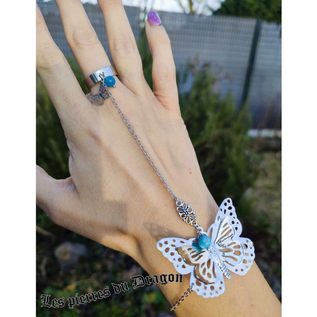 Ensemble bracelet et bague Charmes ailés 